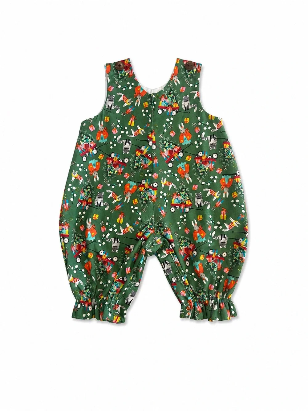 Anna Cole by La Jenns Christmas Romper 9M NWOT Wagon Bunny Cotton